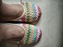 娟的絹 夏季柔軟平底舒適透氣單鞋女編織彩虹拼色圓頭媽媽鞋老北京船鞋 粉色 37 曬單實(shí)拍圖