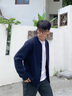 哈吉斯（HAZZYS）男裝 秋冬款毛衣外套棉/羊毛混紡針織開衫男ABYZD0CCX22 深藏青色DN XL （180/100A 50） 曬單實(shí)拍圖
