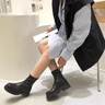 回力厚底馬丁靴女秋季新款黑色增高瘦瘦靴子女時(shí)尚百搭英倫風(fēng)皮面短靴 黑色-復古英倫【7CM增高顯瘦】 37 曬單實(shí)拍圖