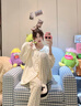 哈魯迪蕾絲圓領(lǐng)碎花睡衣女2026春季新款慵懶加厚夾棉保暖家居服套裝 米白色 XL （100-120斤） 曬單實(shí)拍圖