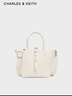 CHARLES&KEITH25秋新品簡約通勤手提水桶包菜籃子包七夕禮物CK2-10151518 Cream奶白色 S 曬單實拍圖