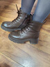 達芙妮黑色馬丁靴女透氣短靴英倫風(fēng)厚底增高百搭靴子單里 棕色 37 曬單實(shí)拍圖
