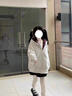 法舒琳美式潮牌撞色格子拼接連帽衛(wèi)衣外套女秋冬慵懶風(fēng)oversize拉鏈開衫 -白灰色【春秋薄款】刺繡圖案 L 100斤-125斤 曬單實拍圖
