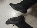 鴻星爾克凌躍2跑鞋加絨款冬季新款保暖棉鞋跑步鞋緩震加棉運動(dòng)鞋子男鞋 正黑 革面加絨 43 曬單實(shí)拍圖
