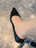 多菲尼森黑色尖頭細跟高跟鞋女久站不累軟皮通勤工作鞋兩穿舒適百搭單鞋 【黑色5cm-38】適合-38-39 曬單實拍圖