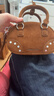 CHARLES&KEITH25秋新品復古鉚釘手提斜挎保齡球包生日禮物CK2-30782707-1 Sienna Brown赭石棕 S 曬單實(shí)拍圖
