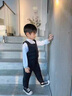 迪士尼兒童羽絨棉背帶褲嬰幼兒寶寶加厚棉褲男女童外穿開檔連體加絨褲子 黑色 80適合年齡8-10個月體重19-23斤 曬單實拍圖