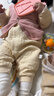 婧麒（JOYNCLEON）嬰兒衣服秋冬連體衣純棉新生兒季男女寶寶夾棉保暖對開(kāi)哈衣服爬服 中開(kāi)星月奶黃 90cm 【1-2歲，體重9.5-13kg】 曬單實(shí)拍圖