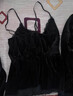 莫代爾金絲絨睡衣女性高級感純欲2025秋冬新款長(cháng)袖長(cháng)褲吊帶家居服三件套 黑色【三件套】 M 【80-100斤】 曬單實(shí)拍圖