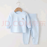 繽麗貓新生兒無(wú)骨純棉四季簡(jiǎn)約套裝嬰兒衣服分體二件套裝男女寶寶童裝 肩扣套裝-藍(lán)色 90 曬單實(shí)拍圖