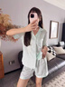 衣品元波點(diǎn)綠色kitty貓冰絲高級(jí)卡通睡衣女款2025夏新款短袖短褲家居服 薄荷綠 【短袖+短褲】 M (80-100斤） 曬單實(shí)拍圖