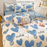 雅鹿水洗棉床上四件套印花床單被套單人學(xué)生宿舍家用被罩四季床上用品 米亞藍【不易起球 不易褪色】 1.8m 床單款 四件套-被套180*220cm 曬單實(shí)拍圖