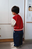幼歌（YOUGE）嬰幼兒2025秋季元?dú)鈱捤擅朗郊咏q棒球服親膚復(fù)古外套潮紅色90 cm 曬單實(shí)拍圖