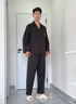 雅鹿冰絲睡衣男春秋夏天家居服男士仿真絲條紋秋季男生四季款套裝 NSMLZ-2242-黑色【主推款】 XL 男【125-145斤】 曬單實拍圖