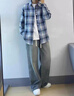 棉之雪牛仔褲男款春秋季美式高街男生褲子潮牌痞帥寬松直筒闊腿休閑長(cháng)褲 藍色 L 【163CM-170CM】 曬單實(shí)拍圖