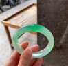 KNRIQUEN冰種玉手鐲扁條玉鐲子老坑翡翠手鐲淺綠半山半水送女朋友生日禮物 扁條玉鐲子【帶證書(shū)】 圈口55-56mm 曬單實(shí)拍圖