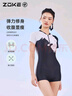 洲克（ZOKE）女士連體平角游泳溫泉度假修身黑白貓泳衣125501424 黑白小貓L 曬單實(shí)拍圖