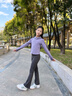 優(yōu)優(yōu)1點（Yoyo one）女童套裝春秋2025新款洋氣兒童衛(wèi)衣喇叭褲12歲女孩大童運動服秋裝 18328黑色10153紫色 160 160cm 曬單實拍圖