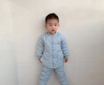 跳跳兔純棉嬰幼兒凈面菱形格上衣褲子寶寶分體套裝秋冬新款加厚保暖棉服 藍色 110 【建議100-110CM，28-32斤】 曬單實(shí)拍圖