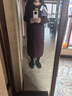 伊芙麗（eifini）蔣欣代言高腰顯瘦復古直筒連衣裙冬季新款氣質(zhì)通勤百搭女下裝 暗紅 M 160/84A 曬單實(shí)拍圖