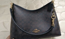 蔻馳（COACH）【品牌直供】女士LAUREL31中號單肩斜挎流浪包深棕配黑色CV975 曬單實(shí)拍圖