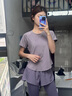 百思絨夏季薄款透氣戶外速干運動套裝女健身服 黑色上衣+黑色長褲 XL 曬單實拍圖