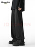 MMOPTOP復古垂感三本針西褲子男士秋冬季寬松舒適直筒休閑褲YK22黑色XL 曬單實(shí)拍圖