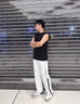 LEEREDPOI潮牌織帶休閑褲男春季新款寬松直筒衛(wèi)褲子美式闊腿保暖運動長褲子 米白色 XL 約130-155斤可穿 曬單實拍圖