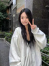 JAVC美式復(fù)古街頭連帽衛(wèi)衣女春秋oversize薄款外套chic慵懶開(kāi)衫上衣女 淺灰色(春秋薄款) L 建議 100-120斤 曬單實(shí)拍圖