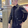 MAGIOPY奢侈高端品牌牛皮羊皮拼接夾克男士春秋季翻領(lǐng)時(shí)尚百搭休閑外套 黑色 3XL (190) 曬單實(shí)拍圖