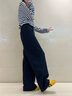 棠暖藏藍色美式運動闊腿褲女春秋款2025新款秋冬女裝彎刀褲休閑長褲子 藏青色 S 80-95斤 曬單實拍圖