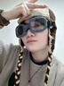 晴川目檀健次同款眼鏡可拆卸毛線(xiàn)帽子女搞怪護耳針織飛行帽雷鋒帽顯臉小 咖啡色 曬單實(shí)拍圖