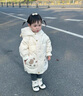 G.DUCKKIDS小黃鴨童裝女童羽絨服2024新款洋氣冬季女寶寶加厚中長款兒童冬裝 米白 100 建議2~3歲【 90-100cm】cm 曬單實拍圖