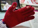 DUTRIEUX手套紅色紅手套女冬季保暖加絨漏指毛線(xiàn)針織可觸屏騎車(chē)防風(fēng)騎行 紅色 【露指觸屏，舒適保暖】 曬單實(shí)拍圖