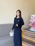POLOWALK女士針織衫2024秋季新款純色簡約圓領(lǐng)長袖開衫女上衣 藏青 L (165) 曬單實(shí)拍圖