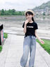 真維斯女童套裝春秋兒童長(zhǎng)袖t恤純棉打底衫闊腿牛仔褲大童秋裝女孩童裝 白 夢(mèng)幻魚尾+淺藍(lán) 130 曬單實(shí)拍圖