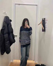矜持范毛衣女針織衫女秋冬2025新款學院風黑白條紋外穿內搭長袖圓領上衣 黑色單件 S 【建議75-90斤】 曬單實拍圖
