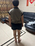 德瑪納【復古主義】夏季polo領(lǐng)條紋刺繡打底衫短袖小個(gè)子女式t恤 曬單實(shí)拍圖