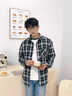 名創(chuàng  )優(yōu)品（MINISO）長(cháng)袖襯衫男款秋季法蘭絨格紋設計感翻領(lǐng)襯衣男士戶(hù)外通勤百搭外套 【法蘭絨】黑白格(純色) L /175 (名創(chuàng  )優(yōu)品 正品保證) 曬單實(shí)拍圖