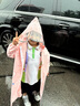 牧萌兒童雨衣帶書(shū)包位男童女童加長(cháng)全身學(xué)生雨披 粉色兔子拉鏈款 2XL 曬單實(shí)拍圖
