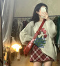 VEOX毛衣女針織衫女2025新款秋季慵懶風(fēng)長(cháng)款郁金香印花套頭 灰色毛衣 M 95-110 曬單實(shí)拍圖
