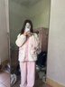 依善屋舍珊瑚絨睡衣女加厚加絨秋冬季新款韓版冬天女士保暖開(kāi)衫家居服套裝 KMN6086 M 碼建議80-105斤 曬單實(shí)拍圖