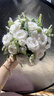 貞嘻領(lǐng)證手捧花仿真花拍照道具花束結婚西式婚禮求婚手捧花白色玫瑰花 森系蕾絲手捧花 【25×25cm】18大朵+6小朵 曬單實(shí)拍圖