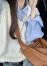 京多夢(mèng)顯白韓版復古長(cháng)袖襯衫女設計感純色百搭寬松休閑翻領(lǐng)長(cháng)袖襯衣上衣 藍色 M (105-120斤) 曬單實(shí)拍圖