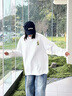 羅則秋冬季圓領衛(wèi)衣男女春款潮牌青少年秋衣長袖t恤打底衫上衣服男裝 白色 XL 約110-130斤可穿 曬單實拍圖
