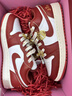 耐克（NIKE）定制球鞋男鞋女鞋新中式國風(fēng)AJ1紅色秀禾婚鞋情侶鞋板鞋 金玉良緣 DIY定制 不可退換 38 假一賠三 曬單實(shí)拍圖