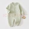 婧麒（JOYNCLEON）嬰兒衣服秋冬連體衣純棉新生兒季男女寶寶夾棉保暖對(duì)開哈衣服爬服 中開星月蒼綠 90cm 【1-2歲，體重9.5-13kg】 曬單實(shí)拍圖