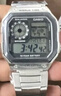 卡西歐（CASIO）手表小方塊 休閑鋼帶防水小銀表AE1200學(xué)生男士手表電子表日韓表 AE-1200WHD-1AVDF 曬單實(shí)拍圖
