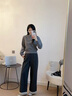 香影灰色毛呢西裝褲女2025冬裝新款含羊毛寬松通勤職場(chǎng)高腰直筒褲 中灰 S 曬單實(shí)拍圖