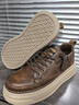 公牛世家男鞋春季新款潮流復古百搭板鞋男士低幫休閑鞋輕便軟底增高皮鞋 曬單實(shí)拍圖
